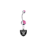 Oakland Raiders Silver Pink Swarovski Belly Button Navel Ring - Customize Gem Colors
