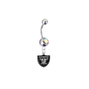 Oakland Raiders Silver Auora Borealis Swarovski Belly Button Navel Ring - Customize Gem Colors