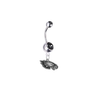 Philadelphia Eagles Silver Black Swarovski Belly Button Navel Ring - Customize Gem Colors
