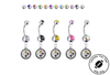 Pittsburgh Steelers Silver Swarovski Belly Button Navel Ring - Customize Gem Colors
