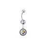 Pittsburgh Steelers Silver Clear Swarovski Belly Button Navel Ring - Customize Gem Colors