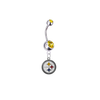 Pittsburgh Steelers Silver Gold Swarovski Belly Button Navel Ring - Customize Gem Colors