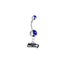 Seattle Seahawks Silver Blue Swarovski Belly Button Navel Ring - Customize Gem Colors