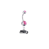Seattle Seahawks Silver Pink Swarovski Belly Button Navel Ring - Customize Gem Colors