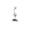 Seattle Seahawks Silver Auora Borealis Swarovski Belly Button Navel Ring - Customize Gem Colors
