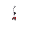 Tampa Bay Buccaneers Silver Black Swarovski Belly Button Navel Ring - Customize Gem Colors