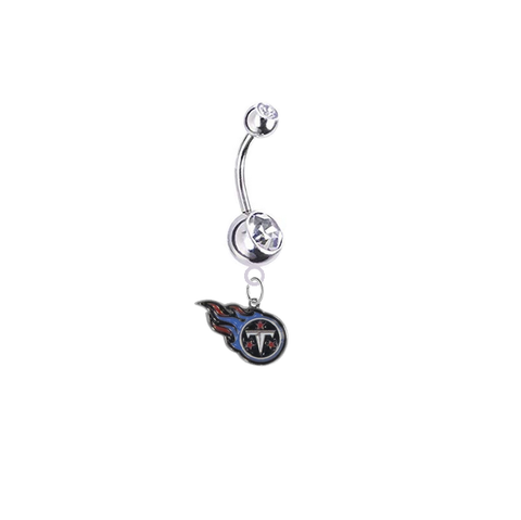 Tennessee Titans Silver Clear Swarovski Belly Button Navel Ring - Customize Gem Colors