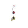 Washington Redskins Silver Red Swarovski Belly Button Navel Ring - Customize Gem Colors