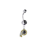 Washington Redskins Silver Black Swarovski Belly Button Navel Ring - Customize Gem Colors