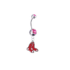 Boston Red Sox Silver Pink Swarovski Belly Button Navel Ring - Customize Gem Colors