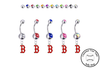 Boston Red Sox B Logo Silver Swarovski Belly Button Navel Ring - Customize Gem Colors