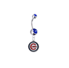 Chicago Cubs Silver Blue Swarovski Belly Button Navel Ring - Customize Gem Colors