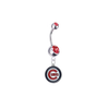Chicago Cubs Silver Red Swarovski Belly Button Navel Ring - Customize Gem Colors