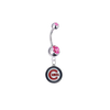 Chicago Cubs Silver Pink Swarovski Belly Button Navel Ring - Customize Gem Colors