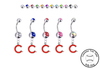Chicago Cubs C Logo Silver Swarovski Belly Button Navel Ring - Customize Gem Colors