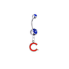 Chicago Cubs C Logo Silver Blue Swarovski Belly Button Navel Ring - Customize Gem Colors