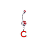 Chicago Cubs C Logo Silver Red Swarovski Belly Button Navel Ring - Customize Gem Colors