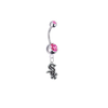 Chicago White Sox Silver Pink Swarovski Belly Button Navel Ring - Customize Gem Colors