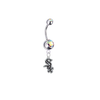 Chicago White Sox Silver Auora Borealis Swarovski Belly Button Navel Ring - Customize Gem Colors