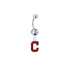 Cleveland Indians C Logo Silver Clear Swarovski Belly Button Navel Ring - Customize Gem Colors