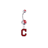 Cleveland Indians C Logo Silver Red Swarovski Belly Button Navel Ring - Customize Gem Colors