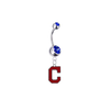 Cleveland Indians C Logo Silver Blue Swarovski Belly Button Navel Ring - Customize Gem Colors