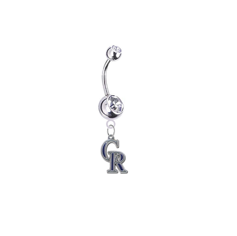 Colorado Rockies Silver Clear Swarovski Belly Button Navel Ring - Customize Gem Colors