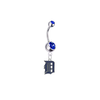 Detroit Tigers Silver Blue Swarovski Belly Button Navel Ring - Customize Gem Colors