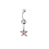 Houston Astros Style 2 Silver Clear Swarovski Belly Button Navel Ring - Customize Gem Colors