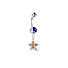 Houston Astros Style 2 Silver Blue Swarovski Belly Button Navel Ring - Customize Gem Colors
