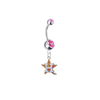 Houston Astros Style 2 Silver Pink Swarovski Belly Button Navel Ring - Customize Gem Colors
