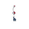 Los Angeles Dodgers Silver Red Swarovski Belly Button Navel Ring - Customize Gem Colors