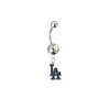 Los Angeles Dodgers Silver Auora Borealis Swarovski Belly Button Navel Ring - Customize Gem Colors