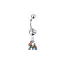 Miami Marlins Silver Clear Swarovski Belly Button Navel Ring - Customize Gem Colors