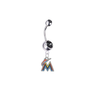 Miami Marlins Silver Black Swarovski Belly Button Navel Ring - Customize Gem Colors