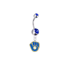 Milwaukee Brewers Retro Silver Blue Swarovski Belly Button Navel Ring - Customize Gem Colors