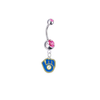 Milwaukee Brewers Retro Silver Pink Swarovski Belly Button Navel Ring - Customize Gem Colors