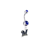 Milwaukee Brewers Silver Blue Swarovski Belly Button Navel Ring - Customize Gem Colors