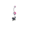 Milwaukee Brewers Silver Pink Swarovski Belly Button Navel Ring - Customize Gem Colors