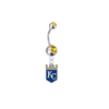 Kansas City Royals Silver Gold Swarovski Belly Button Navel Ring - Customize Gem Colors