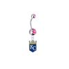 Kansas City Royals Silver Pink Swarovski Belly Button Navel Ring - Customize Gem Colors