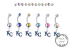 Kansas City Royals Style 2 Silver Swarovski Belly Button Navel Ring - Customize Gem Colors