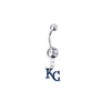 Kansas City Royals Style 2 Silver Clear Swarovski Belly Button Navel Ring - Customize Gem Colors