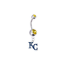 Kansas City Royals Style 2 Silver Gold Swarovski Belly Button Navel Ring - Customize Gem Colors