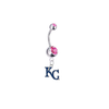 Kansas City Royals Style 2 Silver Pink Swarovski Belly Button Navel Ring - Customize Gem Colors
