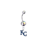 Kansas City Royals Style 2 Silver Auora Borealis Swarovski Belly Button Navel Ring - Customize Gem Colors