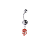 San Francisco Giants Silver Black Swarovski Belly Button Navel Ring - Customize Gem Colors