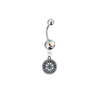 Seattle Mariners Silver Auora Borealis Swarovski Belly Button Navel Ring - Customize Gem Colors