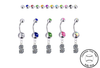 Seattle Mariners Style 2 Silver Swarovski Belly Button Navel Ring - Customize Gem Colors