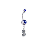 Seattle Mariners Style 2 Silver Blue Swarovski Belly Button Navel Ring - Customize Gem Colors